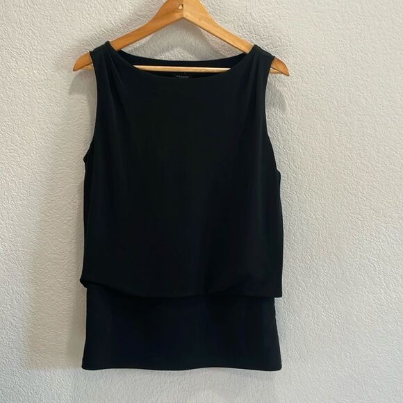 Ann Taylor Black Crepe Blouson Side Zipper Sleeveless Blouse Size Medium - Picture 1 of 6